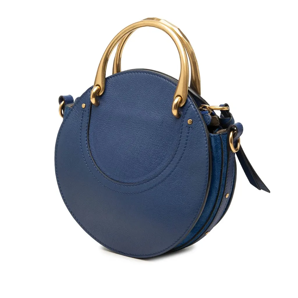 Chloé Small Calfskin and Suede Pixie Satchel Blue Leather Very good - Back View
