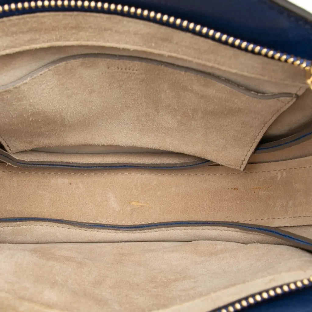 Chloé Small Calfskin and Suede Pixie Satchel Blue Leather Very good - Model View