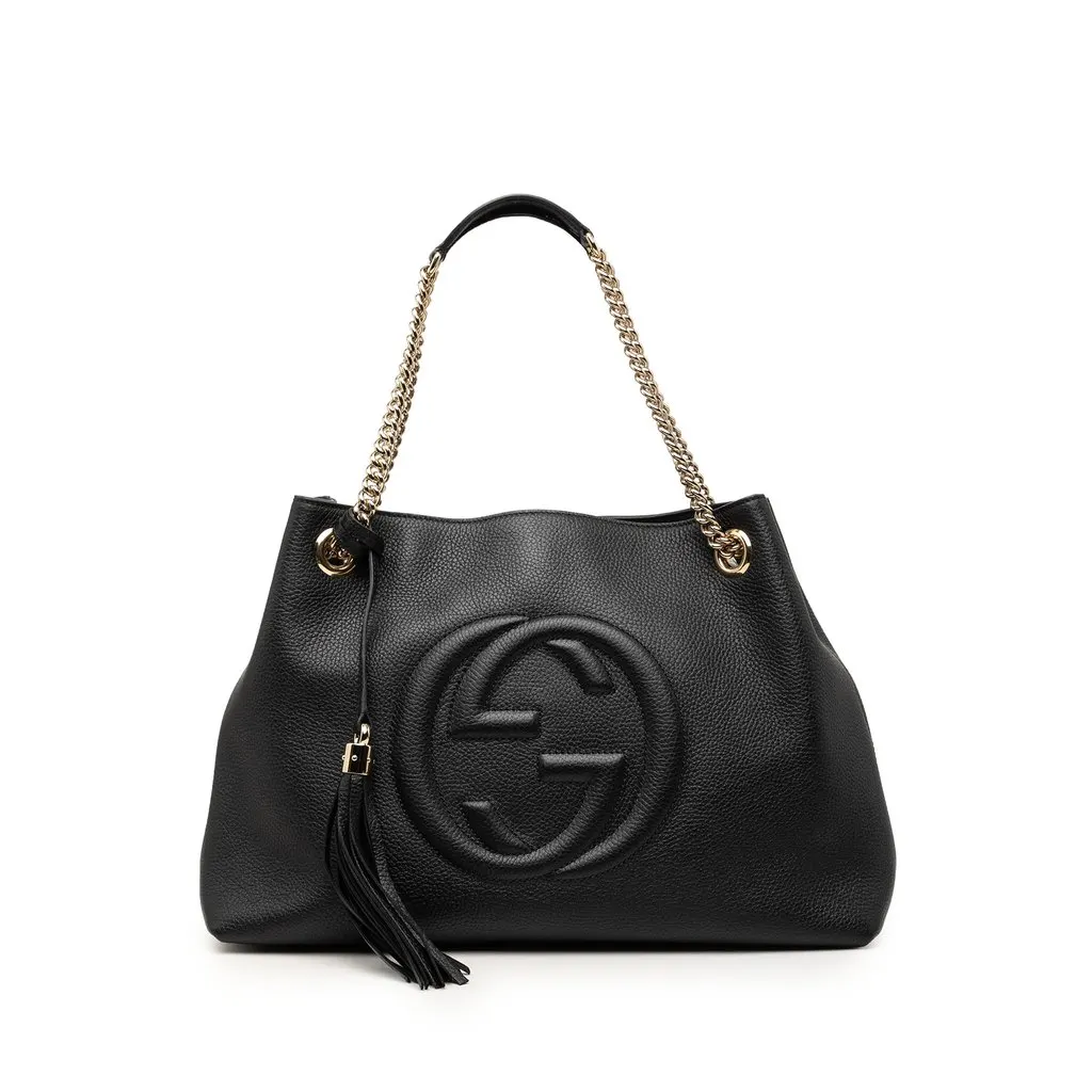 Gucci Medium Calfskin Soho Chain Tote Black Leather Very good - Front View