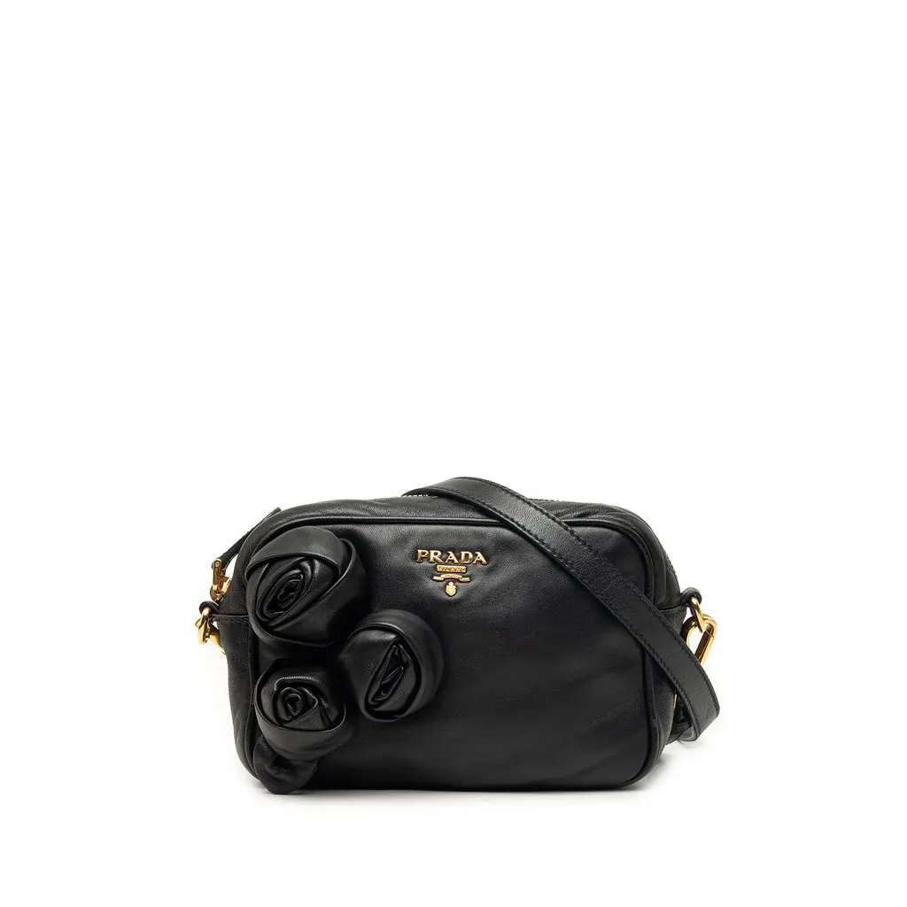 Prada Nappa Rosette Crossbody Black Leather Very good - Front View