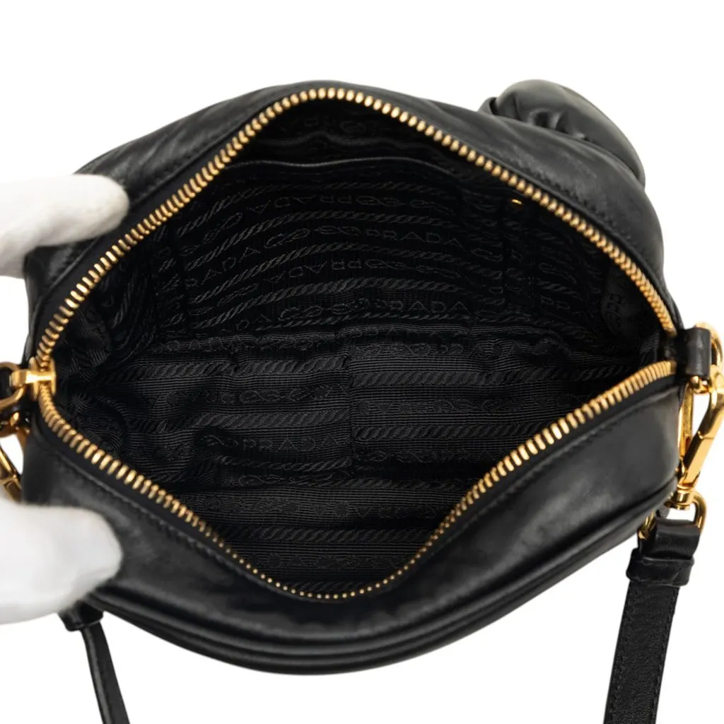 Prada Nappa Rosette Crossbody Black Leather Very good - Model View