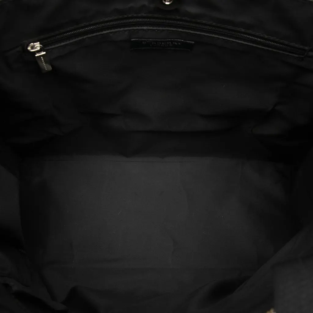 Burberry House Check Canvas Trimmed Nylon Tote Black Polyamide Good - Model View
