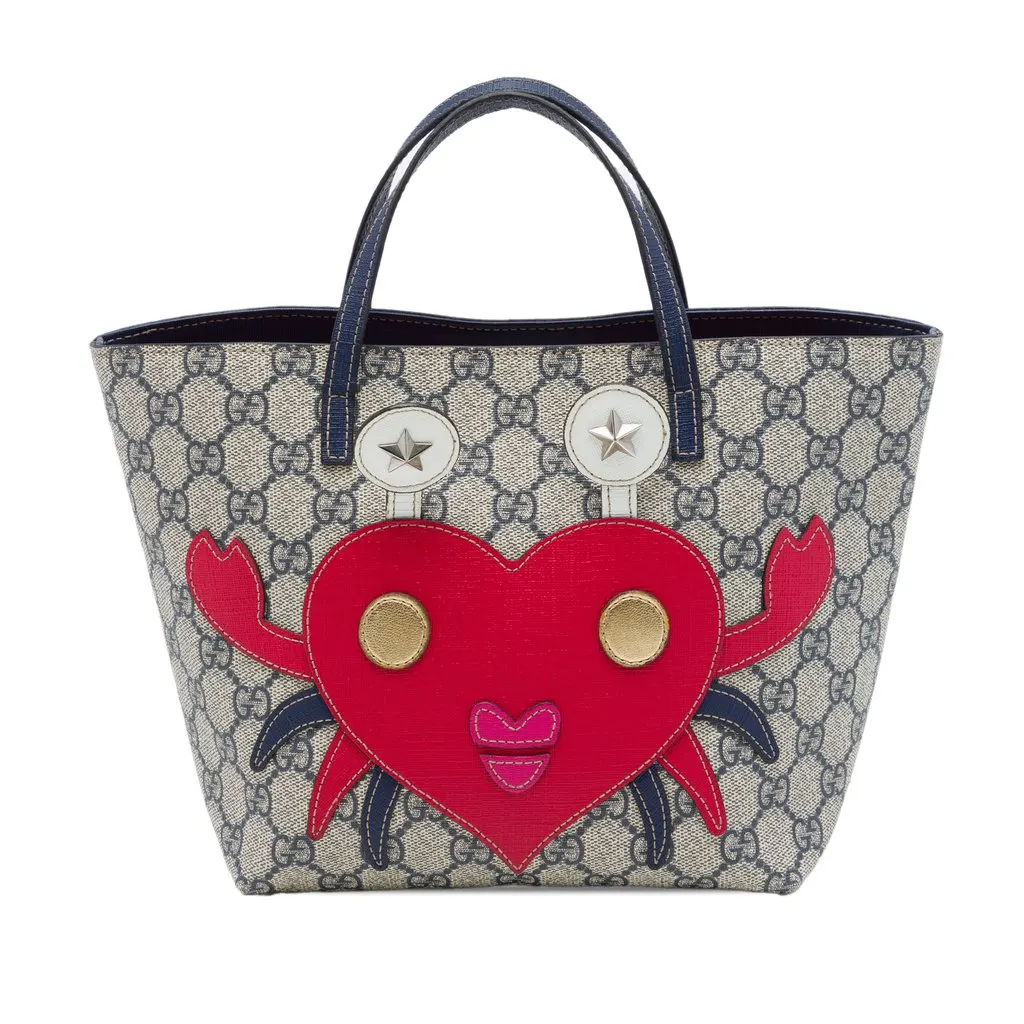 Gucci Kids GG Supreme Crab Heart Tote Beige Canvas Very good - Front View
