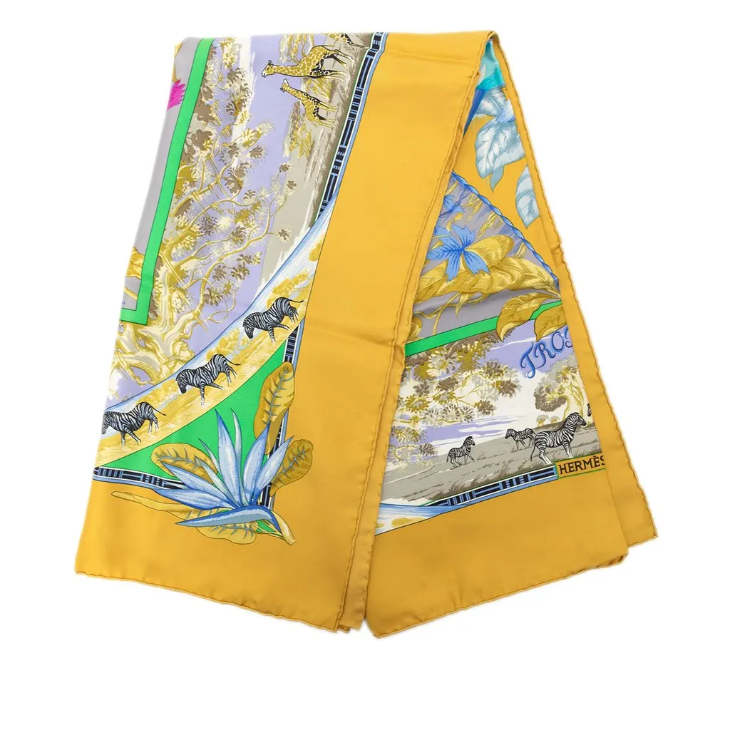 Hermès Tropiques Silk Scarf 90 Yellow Very good - Front View