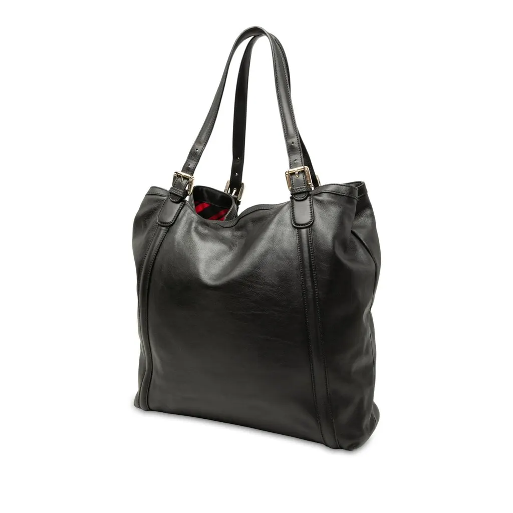 Gucci Calfskin Britt Tote Black Leather Very good - Back View