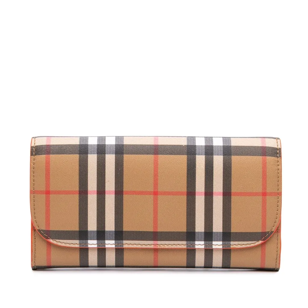 Burberry House Check Coated Canvas Halton Continental Wallet Beige Canvas Very good - Front View