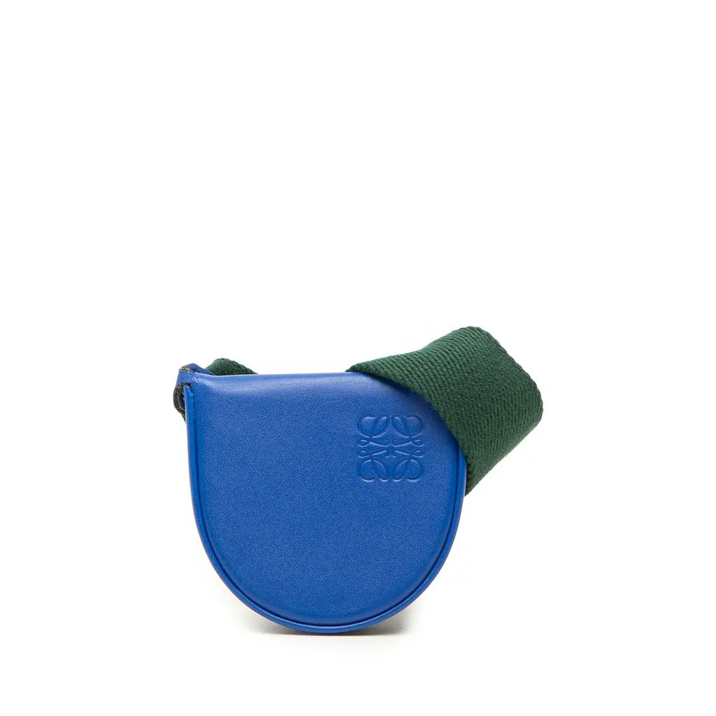 Loewe Mini Soft Calfskin Heel Pouch Blue Leather Good - Front View