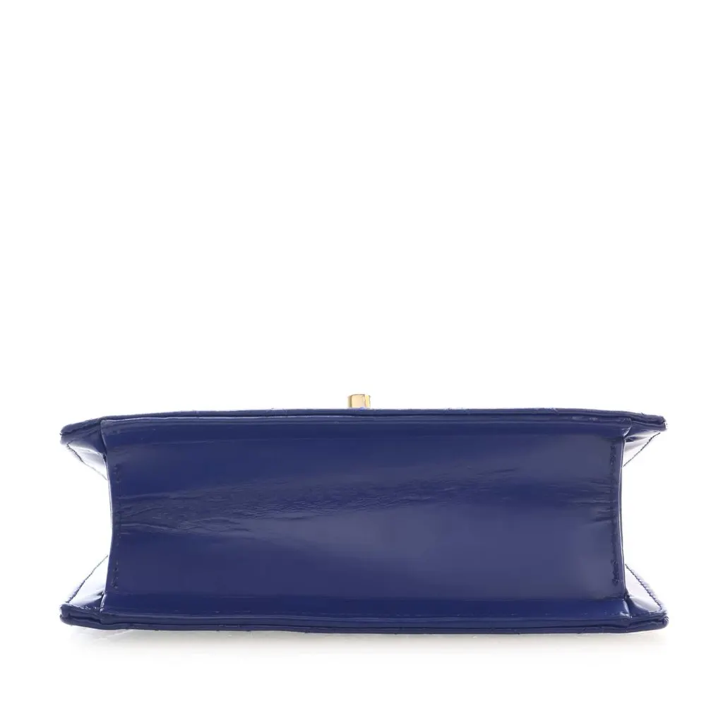 Chanel CC Quilted Patent Square Flap Blue Leather Very good - Box View