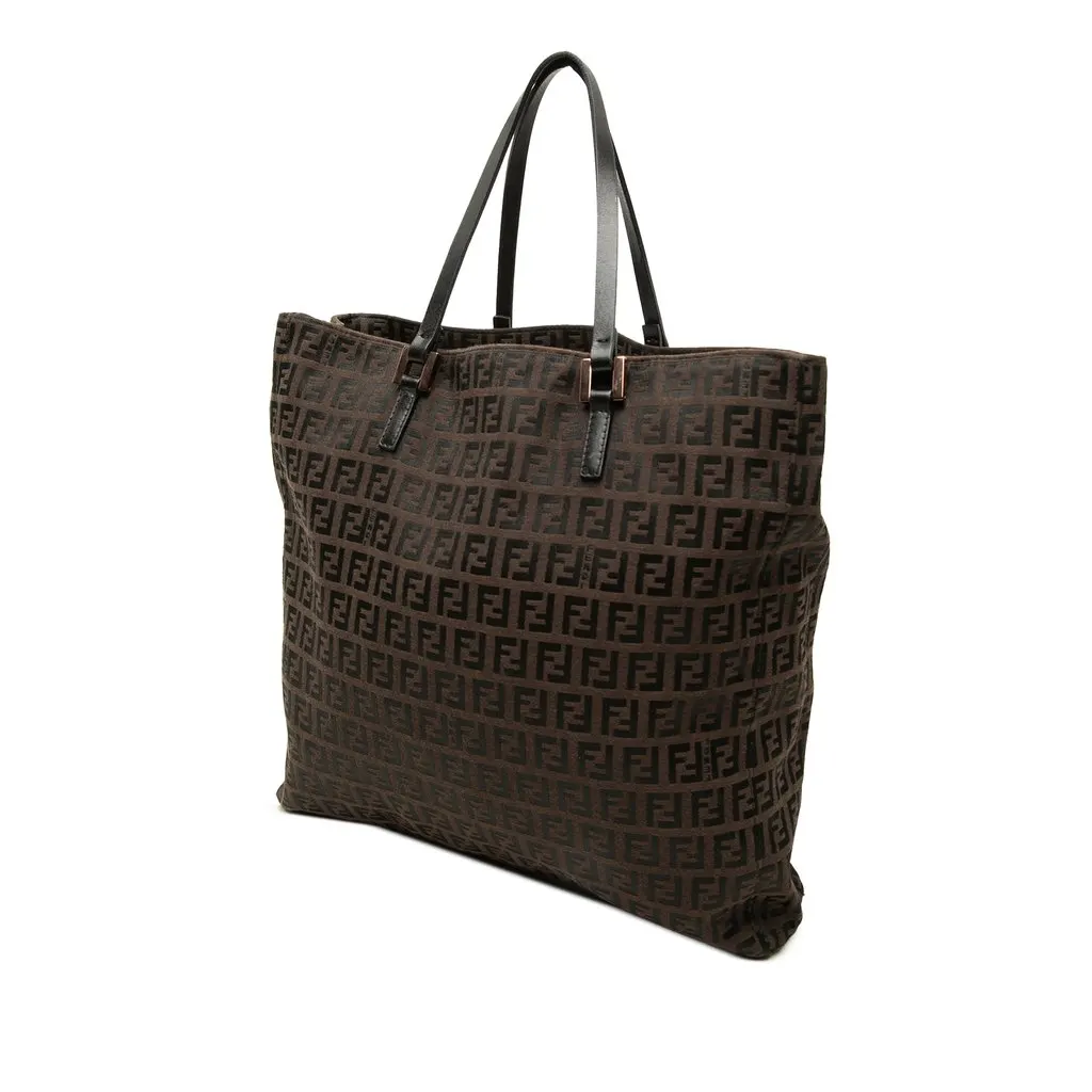 Fendi Zucchino Canvas Tote Brown Canvas Good - Back View