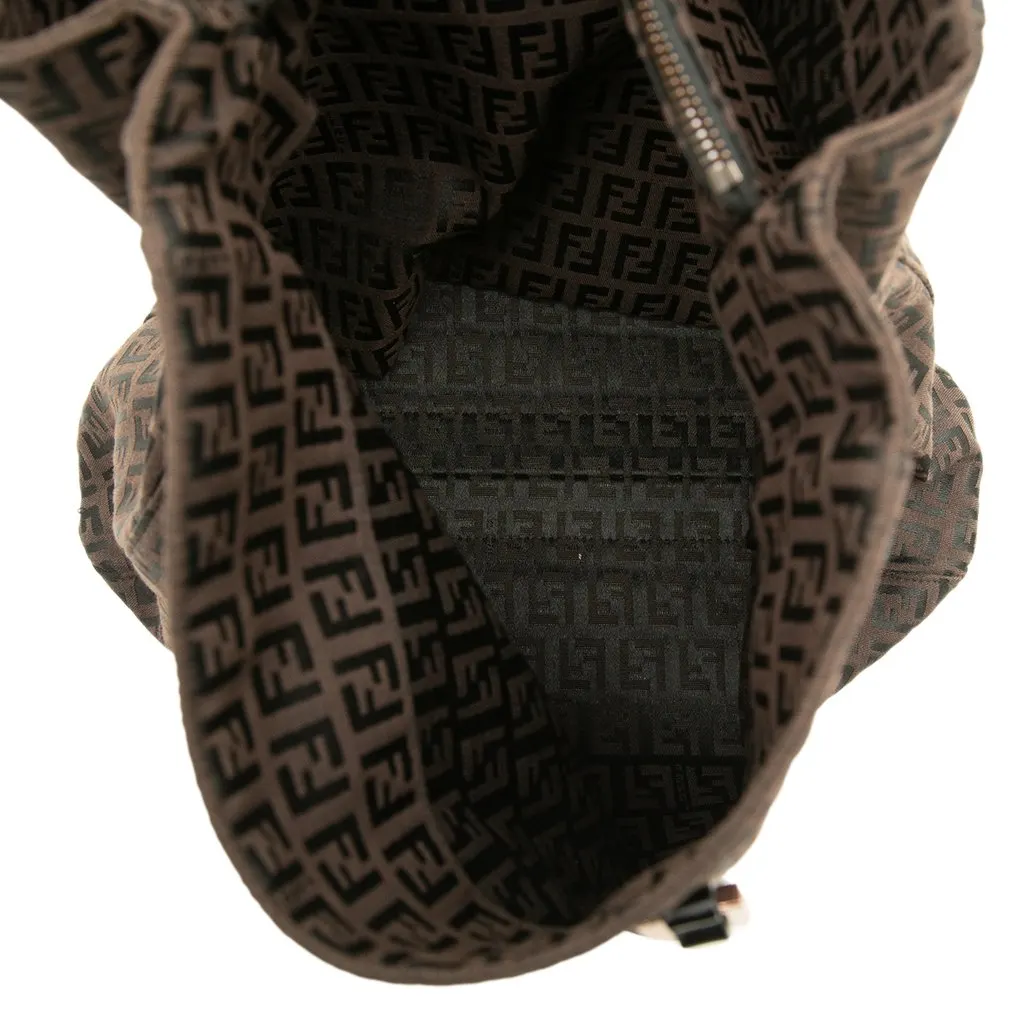 Fendi Zucchino Canvas Tote Brown Canvas Good - Model View