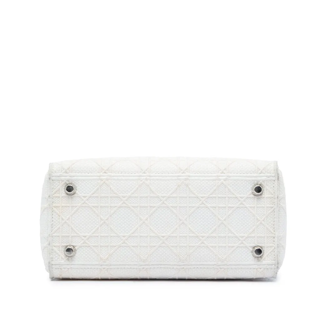 Dior Medium Embroidered Canvas Cannage Lady D Lite White Canvas Very good - Inside View