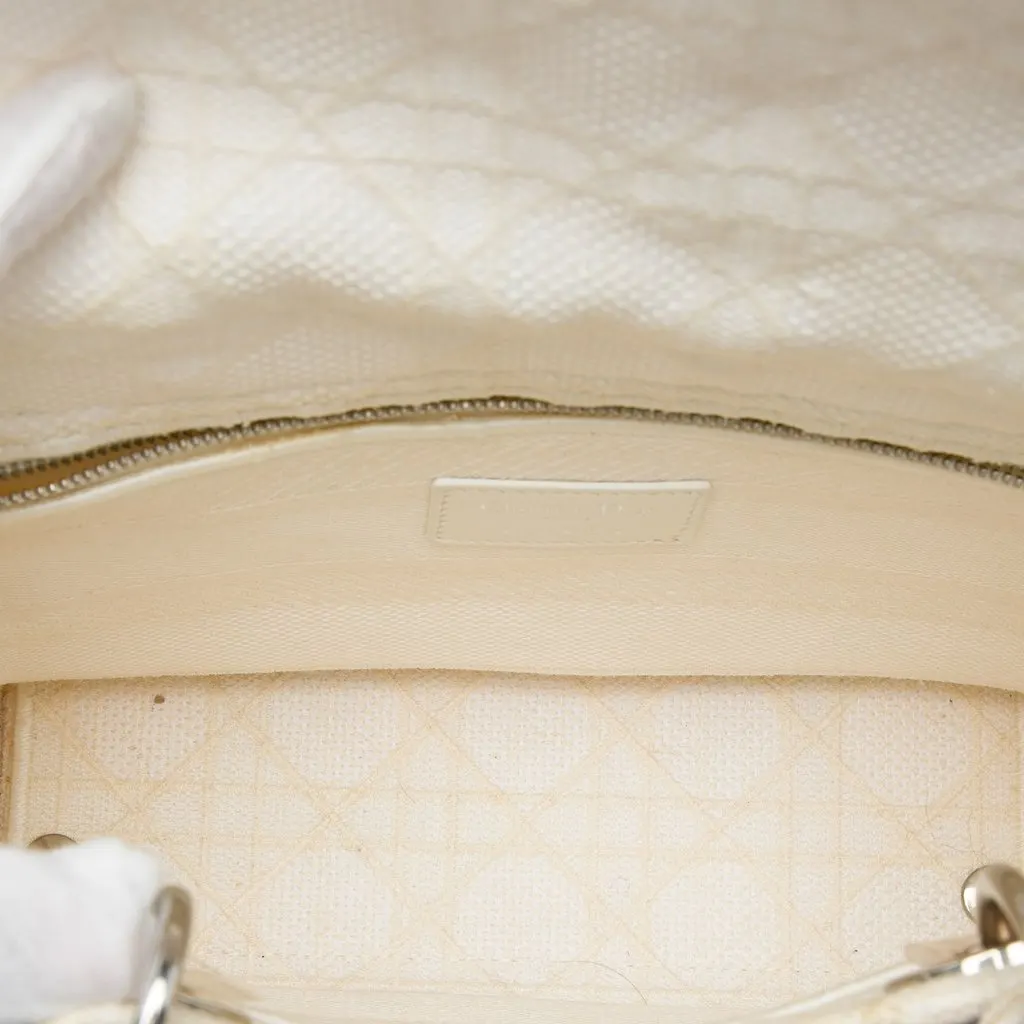 Dior Medium Embroidered Canvas Cannage Lady D Lite White Canvas Very good - Model View