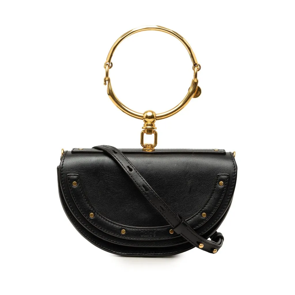 Chloé Mini Calfskin Nile Bracelet Satchel Black Leather Very good - Front View