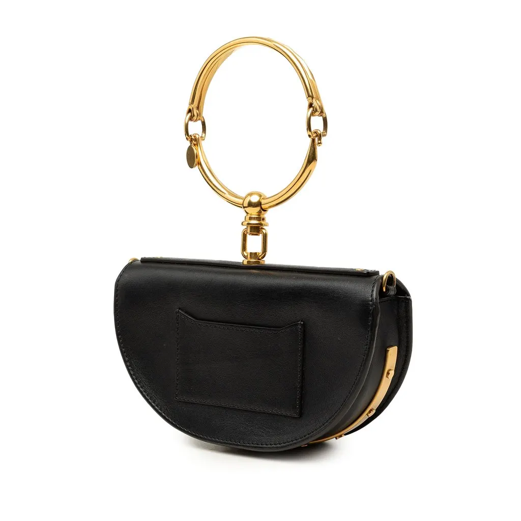 Chloé Mini Calfskin Nile Bracelet Satchel Black Leather Very good - Back View