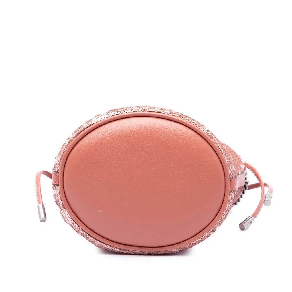 Gucci Small GG Marmont Sequined Diagonal Matelasse Calfskin Bucket Bag Pink Leather Very good - Inside View