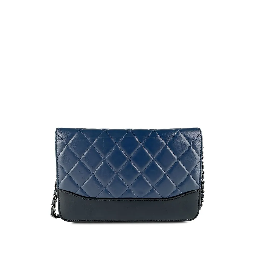 Chanel Bicolor Quilted Aged Calfskin Gabrielle Wallet On Chain Blue Leather Very good - Back View