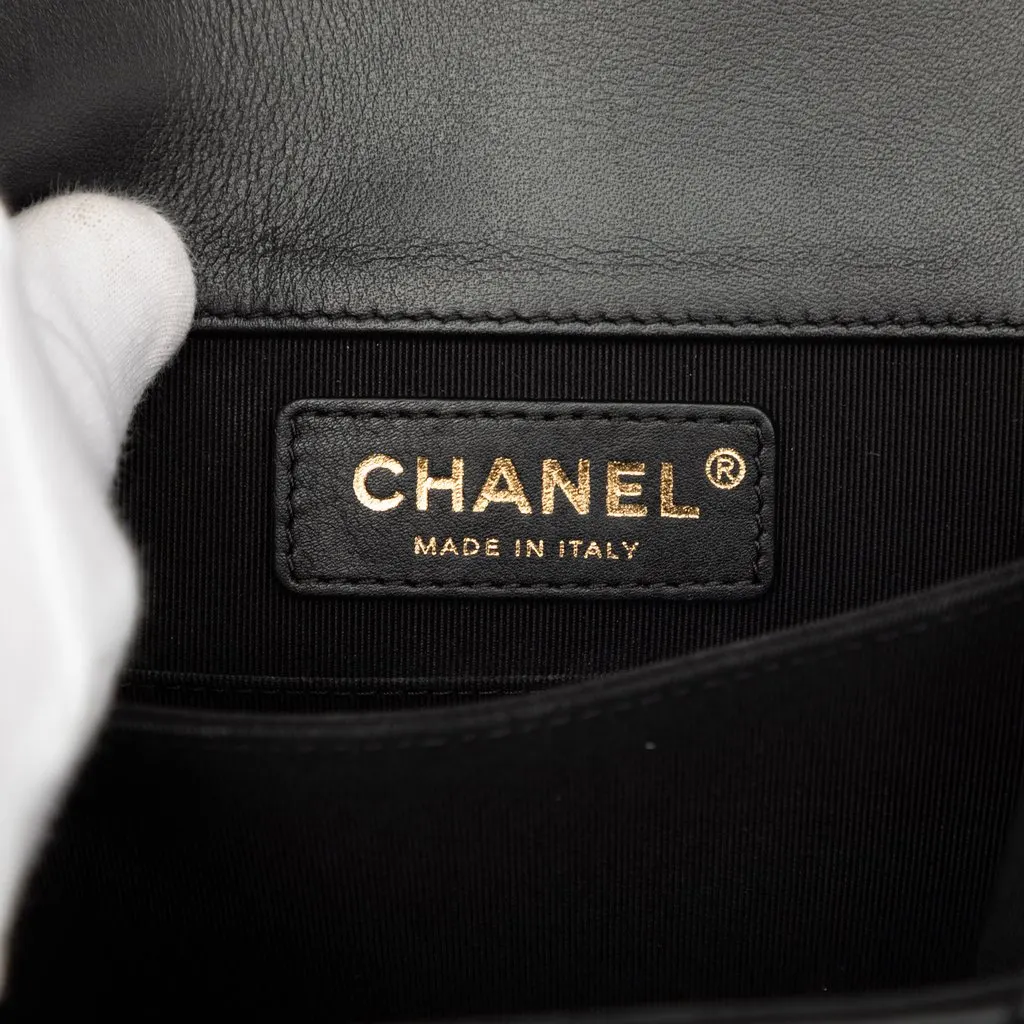 Chanel Quilted Lambskin North South Boy Flap Black Leather Very good - Box View