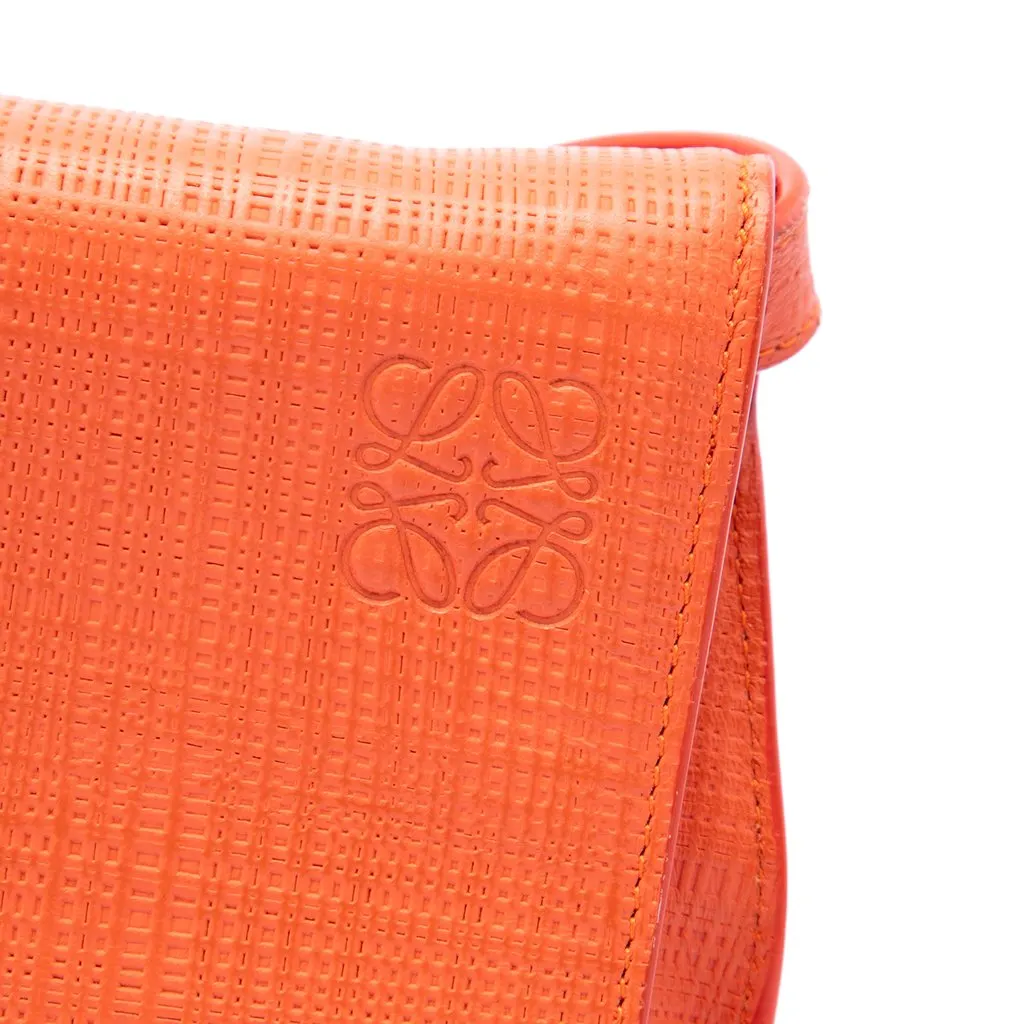 LOEWE Linen Embossed Calfskin Anagram Vega Crossbody Orange Leather Very good - Box View