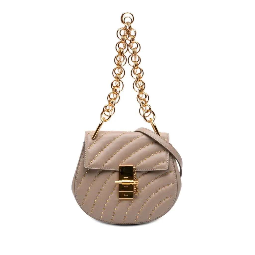 Chloé Mini Studded Leather Drew Bijou Satchel Brown Leather Very good - Front View