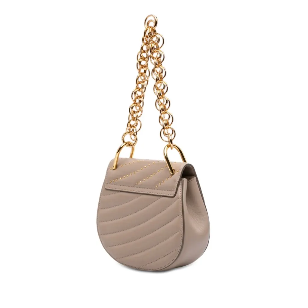 Chloé Mini Studded Leather Drew Bijou Satchel Brown Leather Very good - Back View