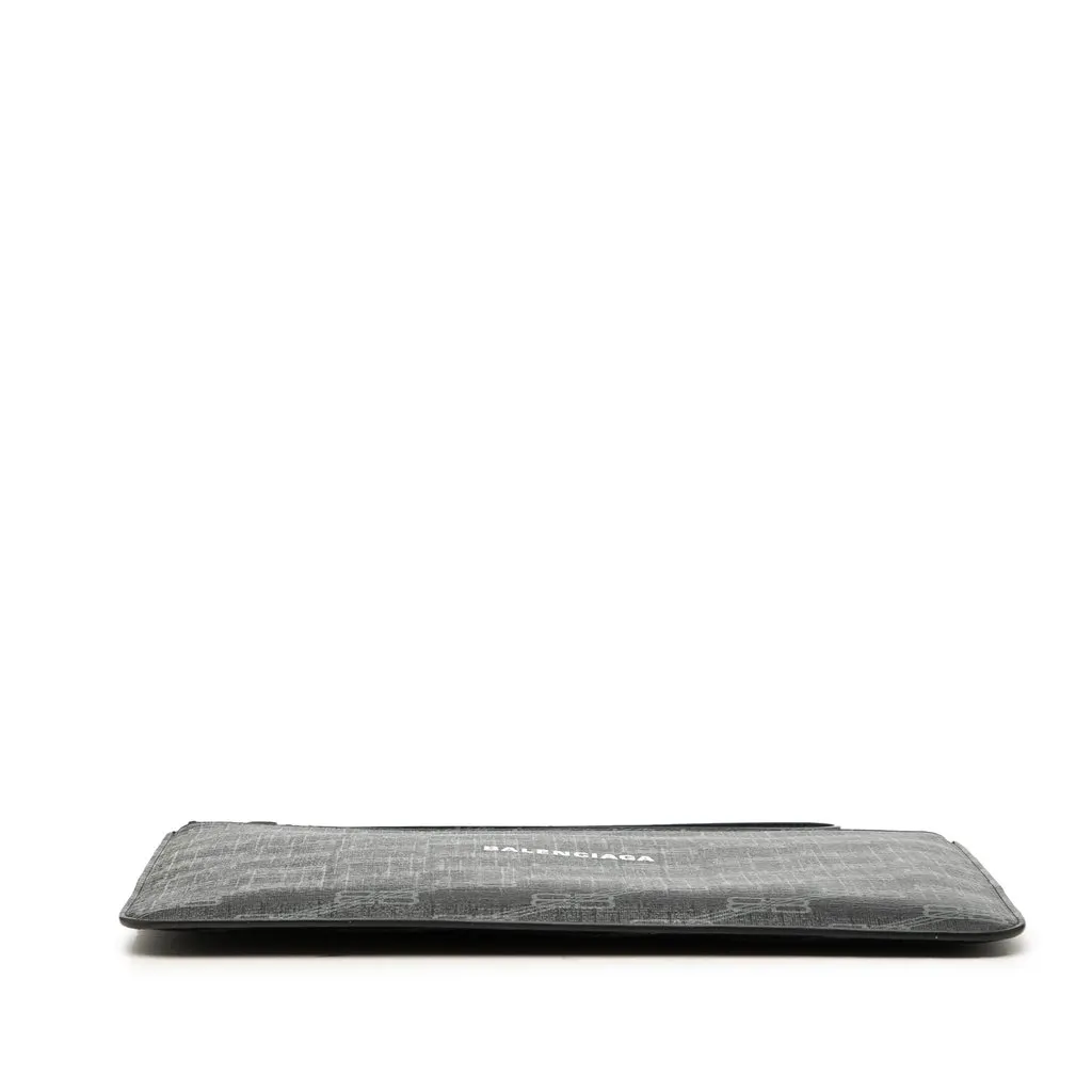 Balenciaga BB Monogram Coated Canvas Wristlet Clutch Black Canvas Very good - Inside View
