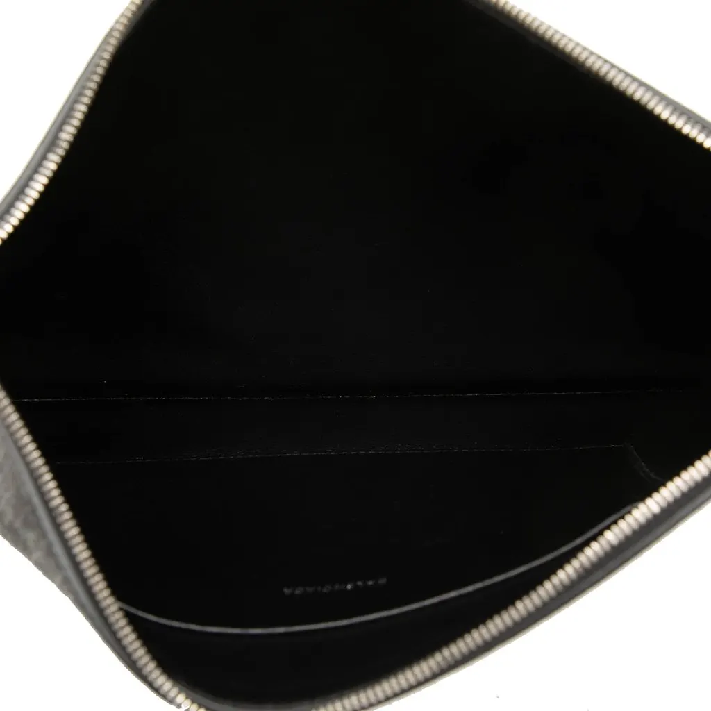 Balenciaga BB Monogram Coated Canvas Wristlet Clutch Black Canvas Very good - Model View