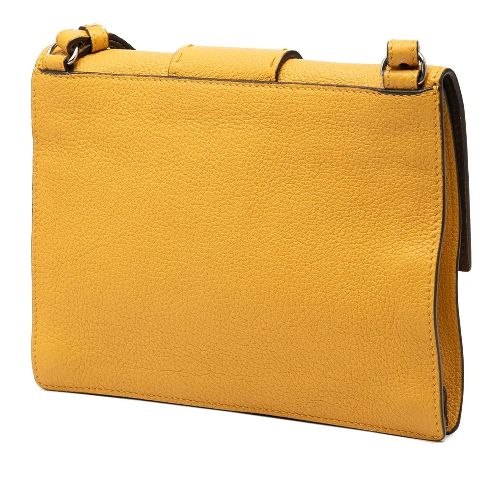 Fendi Leather Selleria Flat Baguette Crossbody Yellow Leather Very good - Back View
