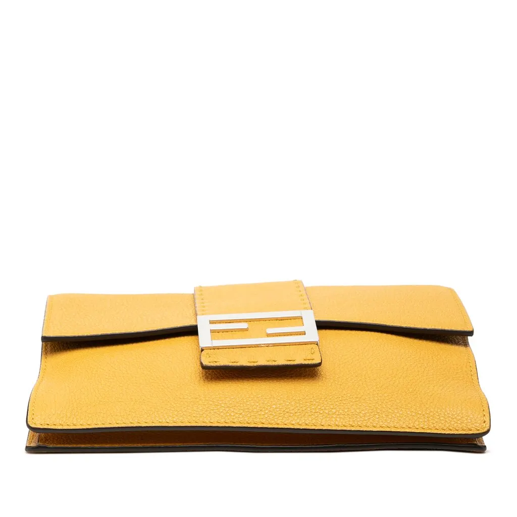 Fendi Leather Selleria Flat Baguette Crossbody Yellow Leather Very good - Inside View
