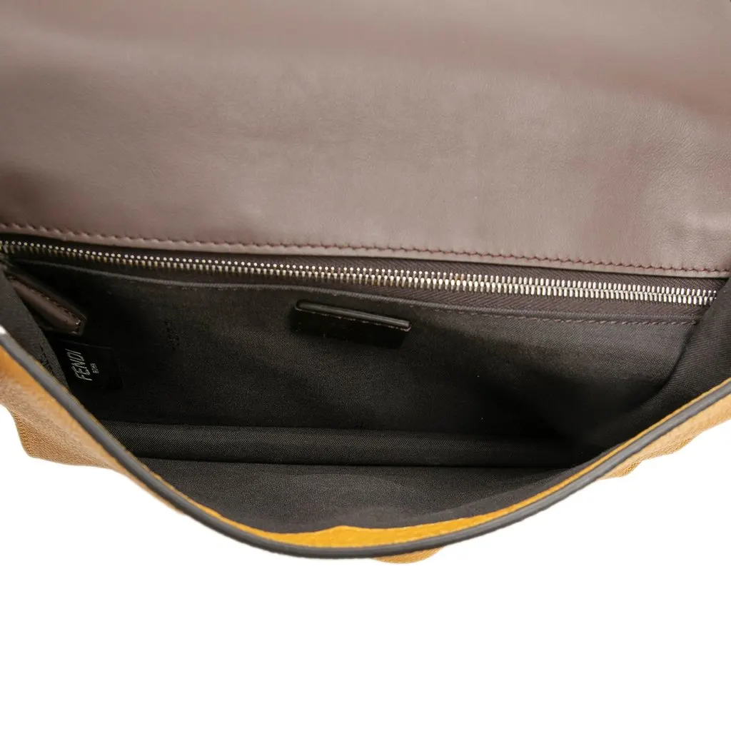 Fendi Leather Selleria Flat Baguette Crossbody Yellow Leather Very good - Model View