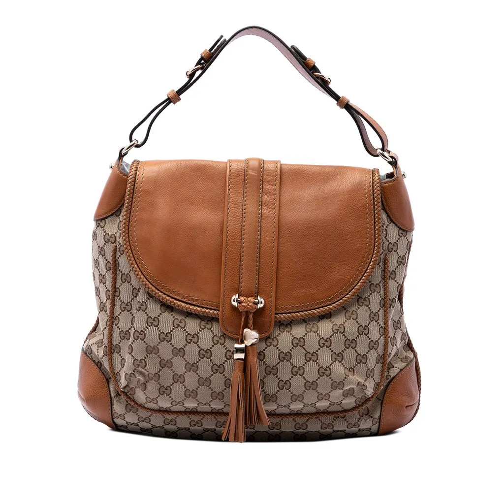 Gucci GG Canvas Marrakech Shoulder Bag Beige Canvas Very good - Front View