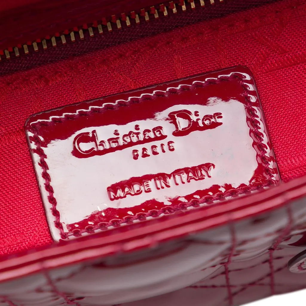 Dior Mini Patent Cannage Lady Dior Red Leather Good - Box View