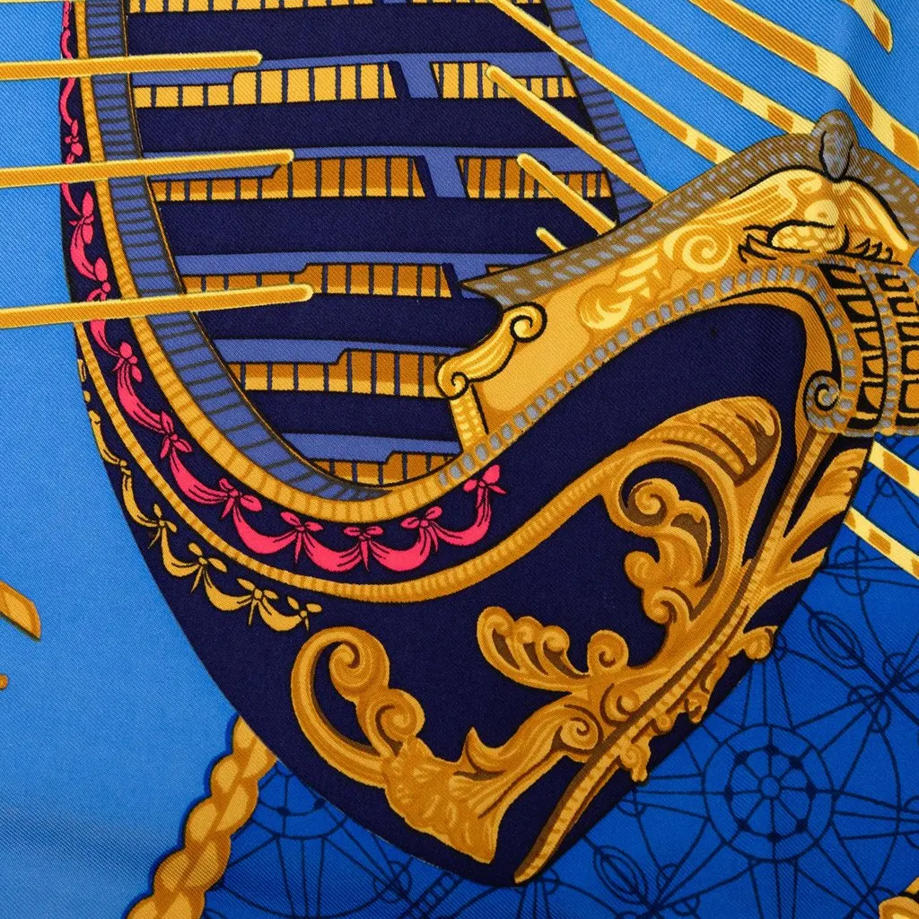 Hermès Les Bissone De Venise Silk Scarf 90 Blue Very good - Inside View