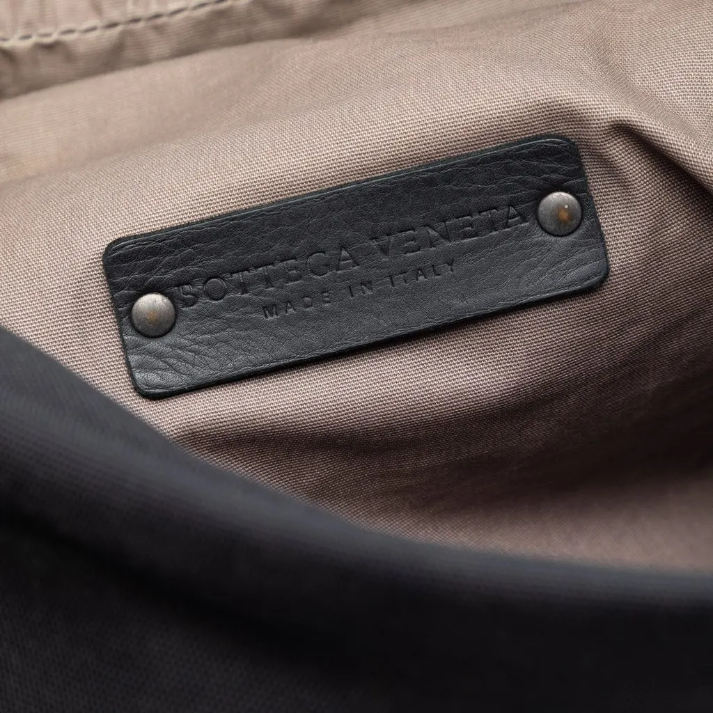 Bottega Veneta Nappa Intrecciato Trimmed Canvas Messenger Bag Black Leather Very good - Box View