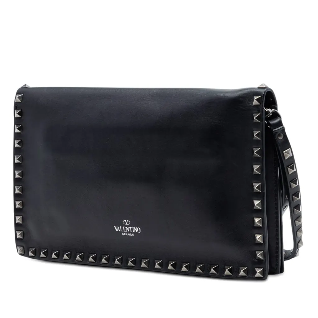 Valentino Nappa Rockstud Wristlet Clutch Black Leather Very good - Back View