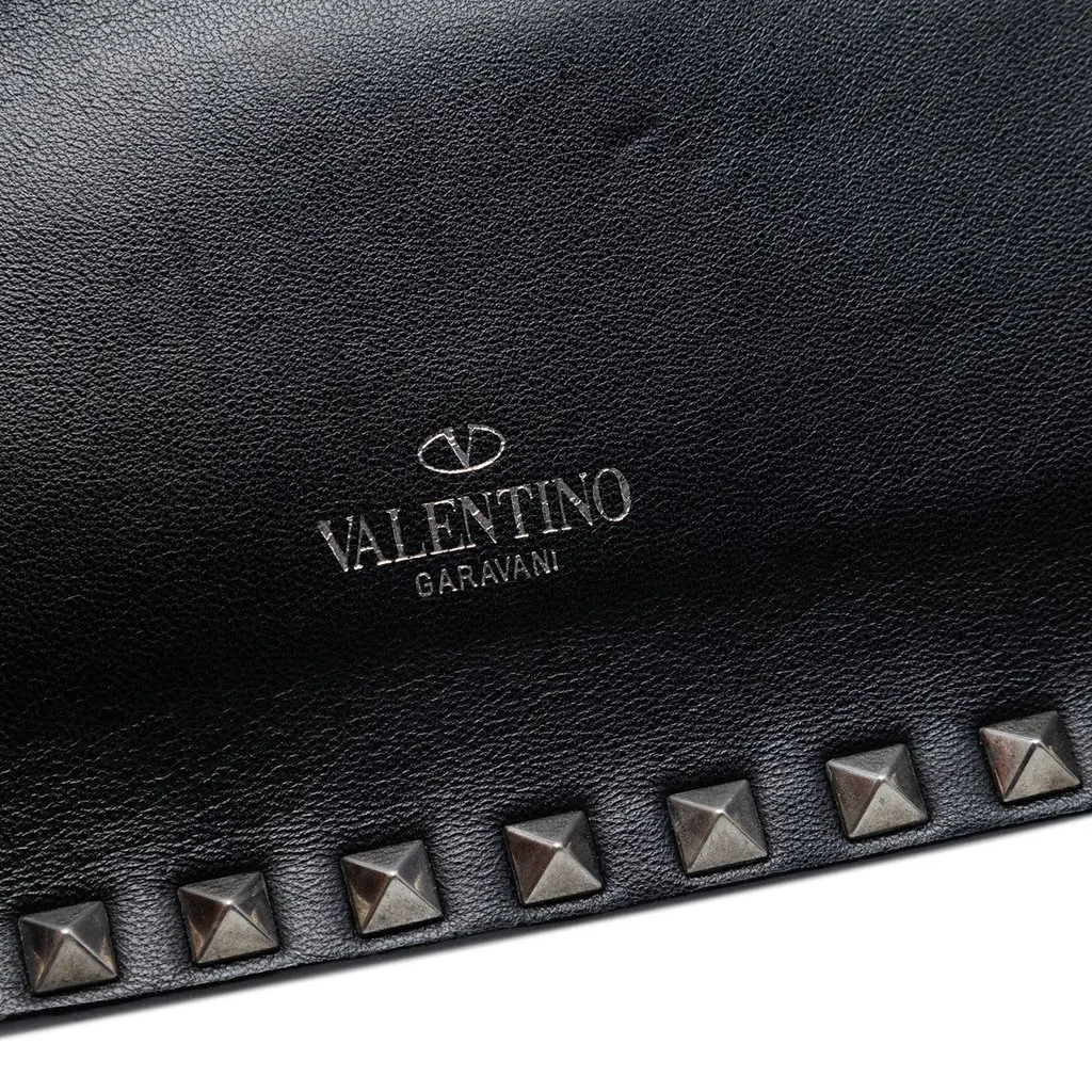 Valentino Nappa Rockstud Wristlet Clutch Black Leather Very good - Box View