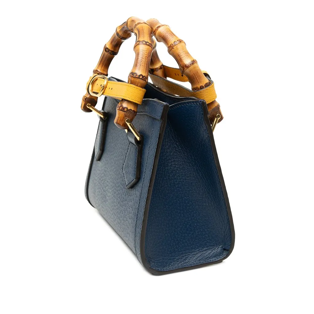 Gucci Small Calfskin Bamboo Diana Satchel Blue Leather Very good - Back View
