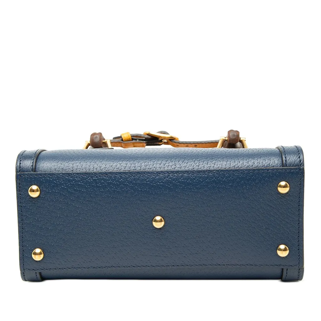 Gucci Small Calfskin Bamboo Diana Satchel Blue Leather Very good - Inside View