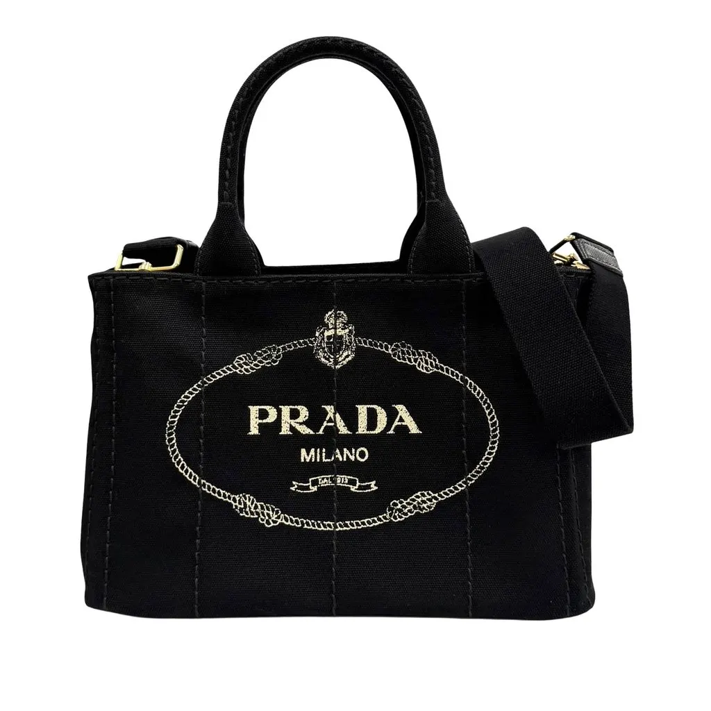 Prada Small Canvas Canapa Logo Tote