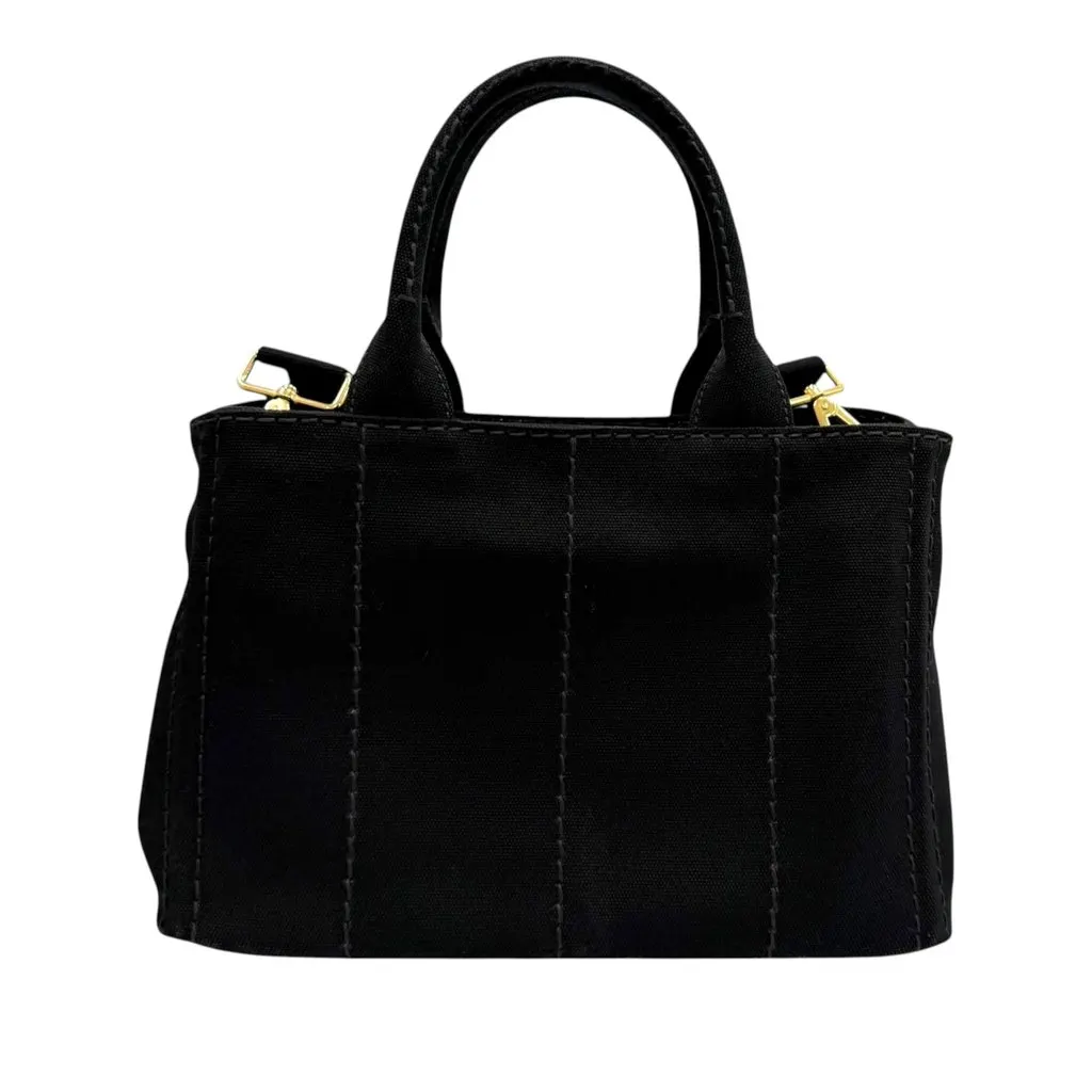 Prada Small Canvas Canapa Logo Tote Black Very good - Inside View