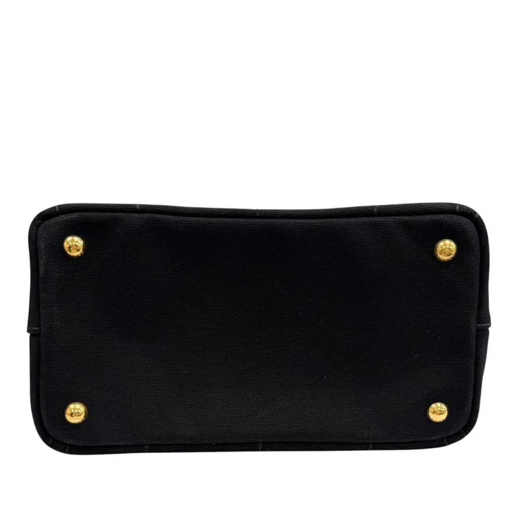 Prada Small Canvas Canapa Logo Tote Black Very good - Model View