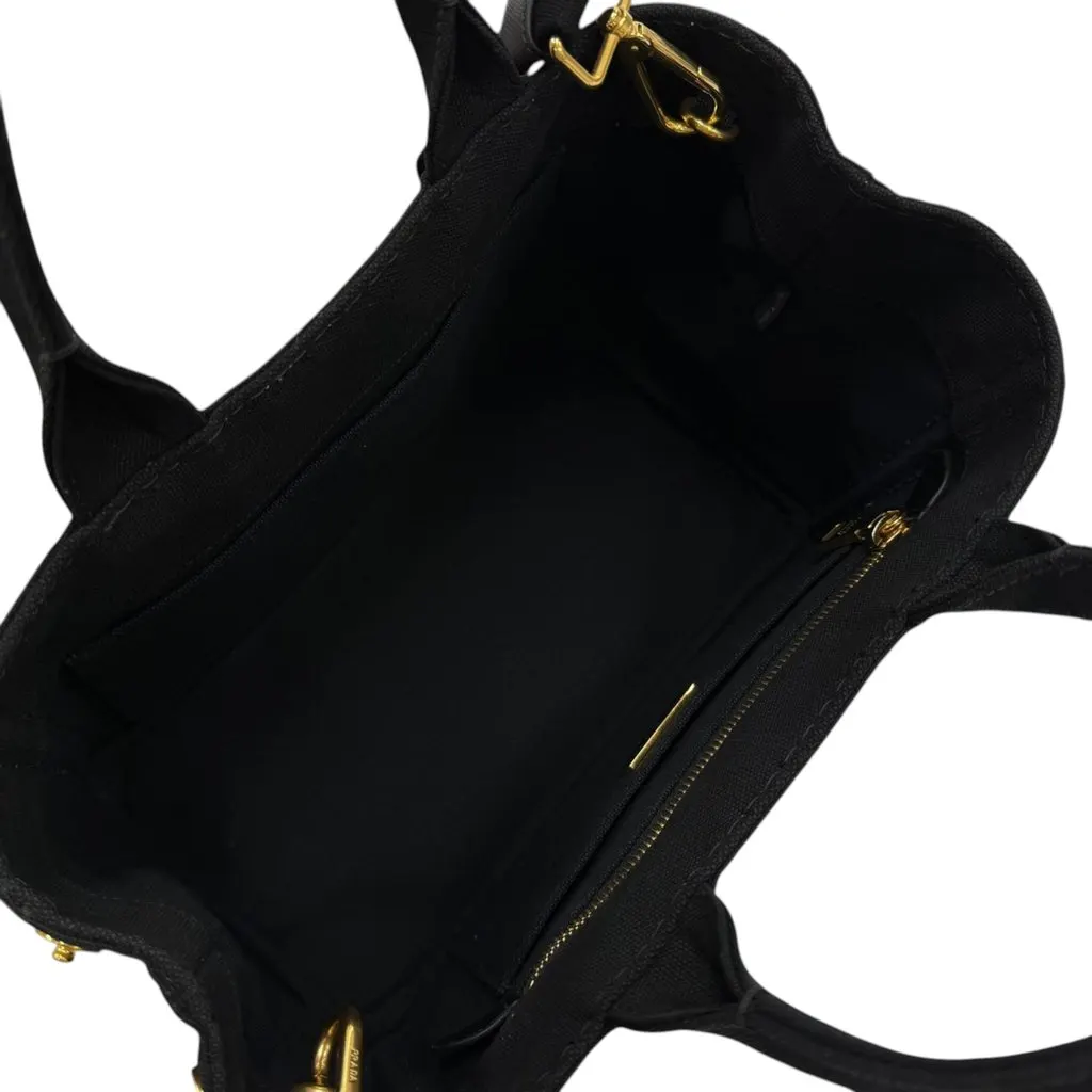 Prada Small Canvas Canapa Logo Tote Black Very good - Box View