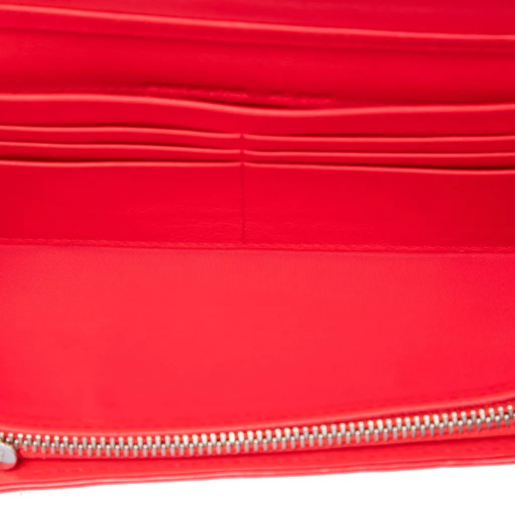Dior Patent Cannage Embossed Lady Dior Rendez Vous Short Chain Wallet Red Leather Very good - Model View