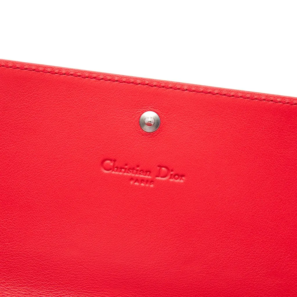 Dior Patent Cannage Embossed Lady Dior Rendez Vous Short Chain Wallet Red Leather Very good - Box View