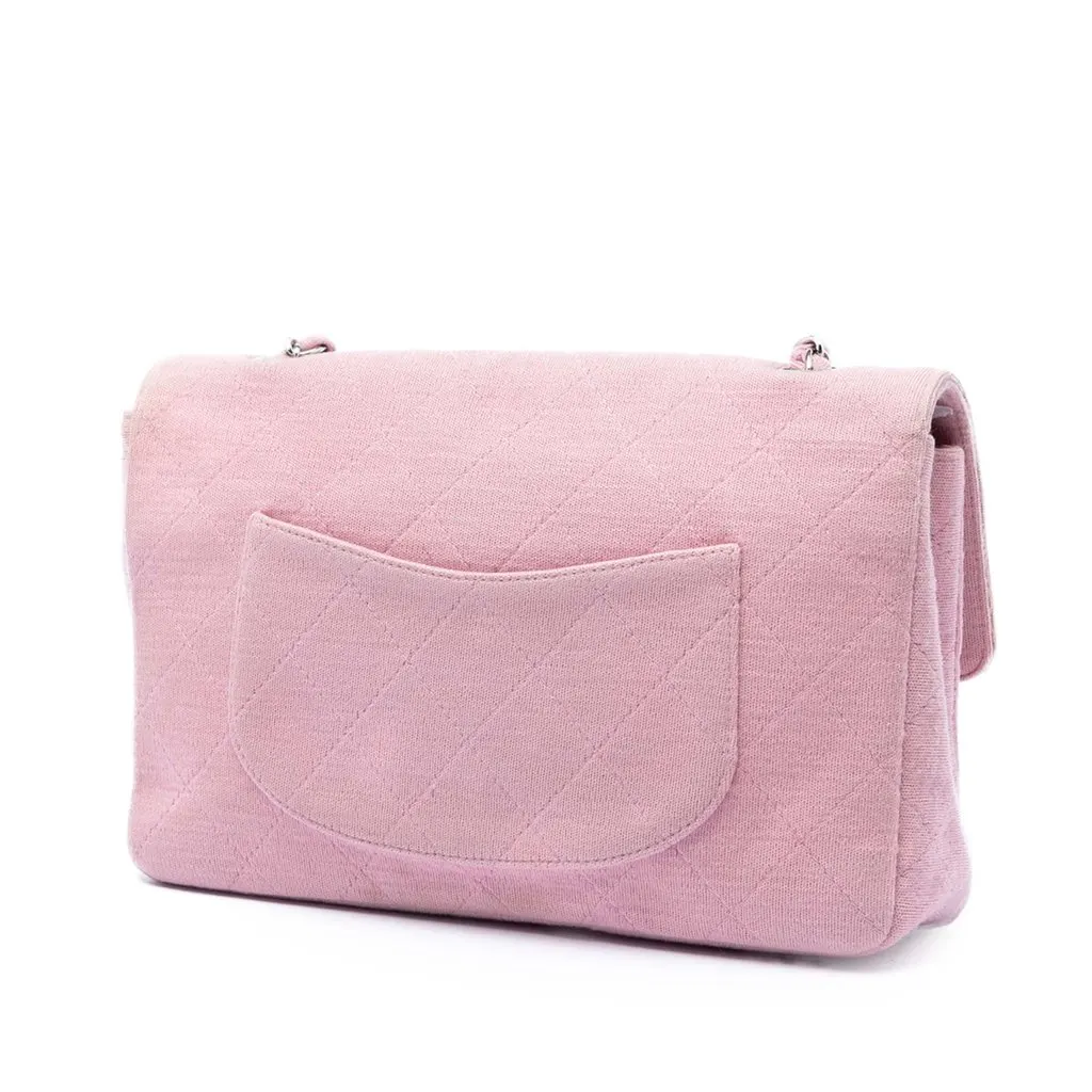 Chanel Medium Classic Jersey Single Flap Pink Very good - Back View