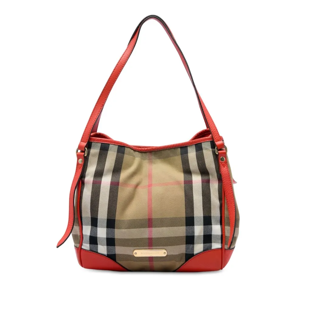 Burberry Small House Check Canvas Bridle Canterbury Tote Brown Very good - Front View