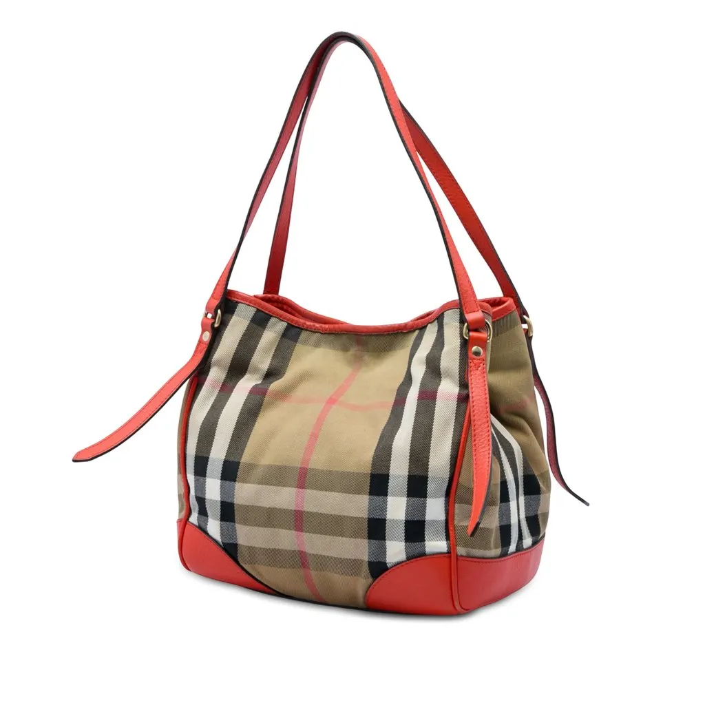 Burberry Small House Check Canvas Bridle Canterbury Tote Brown Very good - Back View
