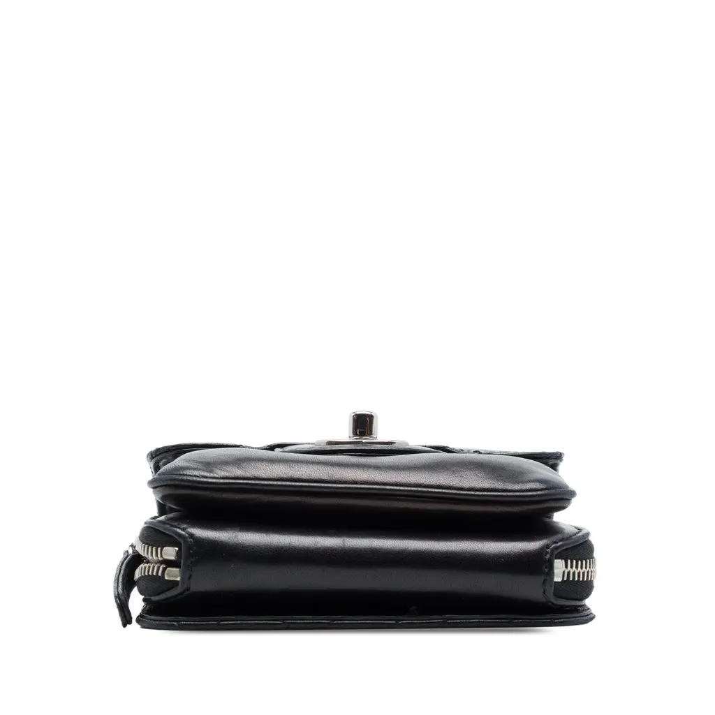 Chanel CC Quilted Lambskin Clams Wallet on Chain Black Leather Very good - Inside View