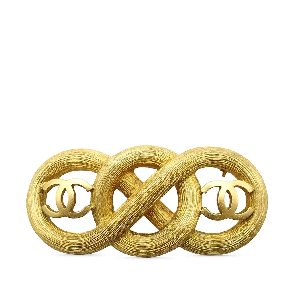Chanel CC ذهبي مطلية Infinity بروش