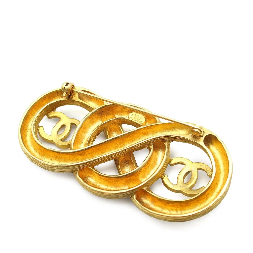 Chanel CC Gold Plated Infinity Brooch Gold Metal Very good - Back View