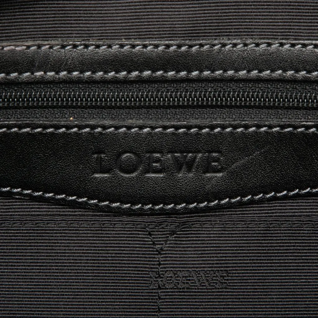 LOEWE Embossed Leather Senda Handbag Black Leather Very good - Box View